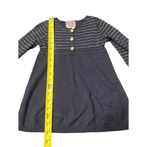 Juicy Couture Girls Sweater Dress 12–18M Navy Knit w/ Gold Lurex Stripes 11"x18" - Picture 5 of 6